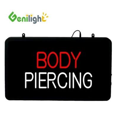 China Body Piercing and Tattoos LED Neon Sign Genilight 56*33 cm with Acrylic Front Board for sale