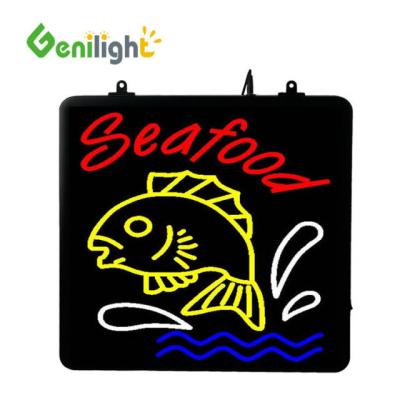 China 100000h Light Life Expectancy Super Bright LED Seafood Neon Open Sign for sale