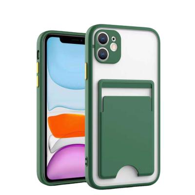 China Anti-fall Wholesales Creative Portable Skin Feel Card Slot Cover Mobile Cell Phone Case with Card Holders for iphone 11 pro max 12 cover for sale