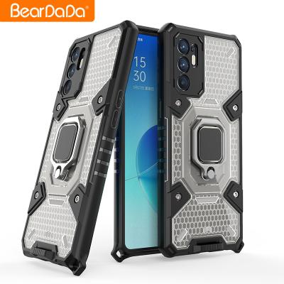 China Anti-fall Metal Ring Bracket TPU PC Back Cover Shockproof Phone Case For OPPO RENO6 4G for sale