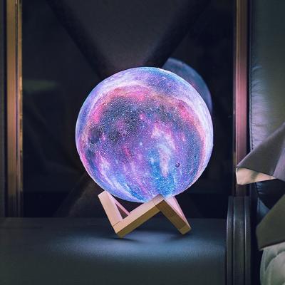 China Modern LED 16 Colors 3D Printing Dimmable Touch Moon Light Lamp RGB Remote Control Moon Night Light For Kids for sale