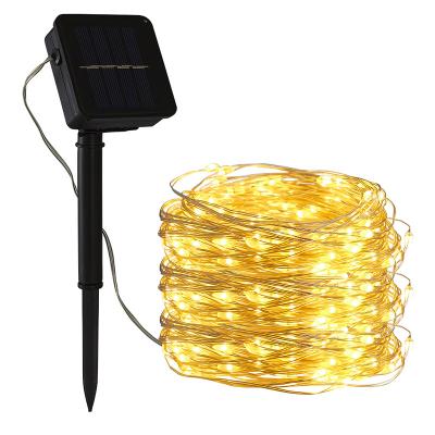 China USB Connect Copper Wire String Lights 10m Led Solar Christmas Tree Lights Holiday Lighting Solar Led String Lights Outdoor Wholesale For Christmas Decoration for sale