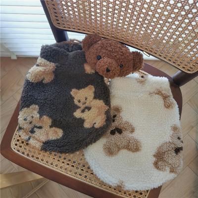 China Cute Stocked Puppy Fabric Cotton Bear Designer Warm Small Pet Dog Clothes Vest Winter For Dogs for sale