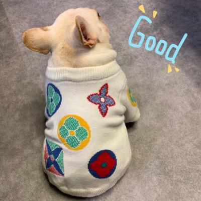 China New Viable Printed Cute Knitted Small And Medium Dog Clothes Cat Dog Tide Brand Clothing Warm Elastic Pet Sweater for sale