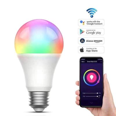 China Alexa Tuya WIFI Null Control RGB Smart Wifi Lighting Adjustable Led Bulb E27 App Wireless Blub Control for sale