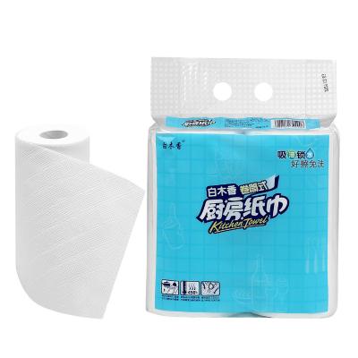 China Native Kitchen Wood Pulp Cleaner Roll 2 Layers Water Absorbent & Oil Absorbent Paper Towel for sale