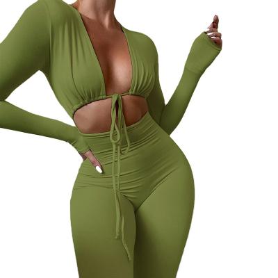 China high quality Anti-wrinkle fitness leggings rompers hollow out one piece tracksuit sets jumpsuit custom women equipment for sale