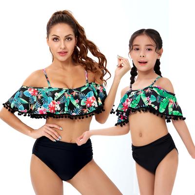 China Long Sleeve Beach Party Pool Game Parent-child Bikini Couples Swimwear Windproof Print Female Swimming Suit for sale