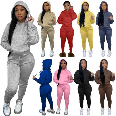 China QUICK DRY Women's Winter Women's Long Sleeve Pullover Sweatshirt Drawstring Tracker Sweatsuit Sweatpants Sweatpants Set And Hoodie Set for sale