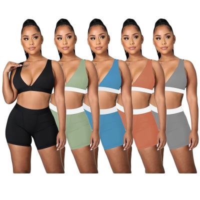 China High Quality 2021 Summer Strap Top Shorts Set 5 Colors Available In Running Women's Fitness Woman Sports Underwear for sale