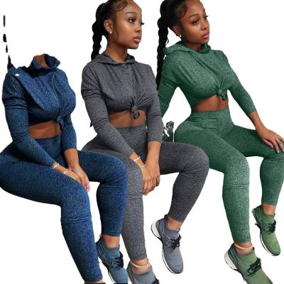 China 2022 New Arrivals Breathable Winter Outfits Hoodie Crop Top Jogger 2 Pieces Set Women Pants Two Piece Set for sale