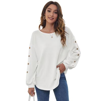 China New Anti-Wrinkle Lantern Sleeve Solid Long Sleeve Spring Raglan T-shirt Women Tops Round Neck Top for sale