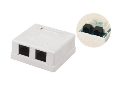 China 2 Port Network Wall Outlet Socket Surface Mount Box RJ45 CAT5E CAT6 White Color for sale