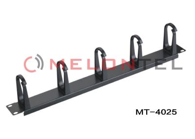 China Horizontal 1U 10 Inch Rackmount Cable Management Panel Black Color With 5 D Rings for sale