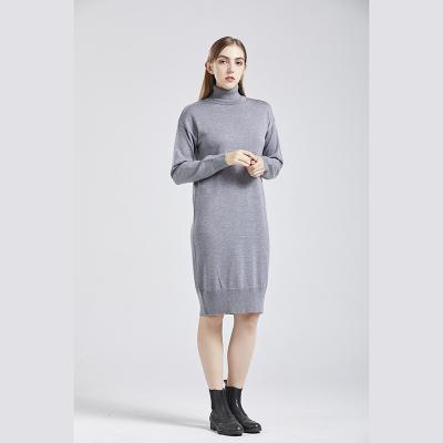 China Anti-Wrinkle High Winter Design Warm Soft Casual Neck Knitted Sweater Dress For Women for sale