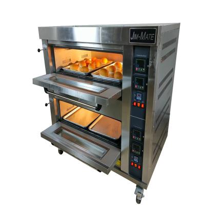 China Hot Sale Automatic Bake Food Operation Two Deck Four Trays Easy Gas Oven for sale