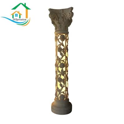 China Hollow Indoor Sandstone Decorative Lighting Columns for sale