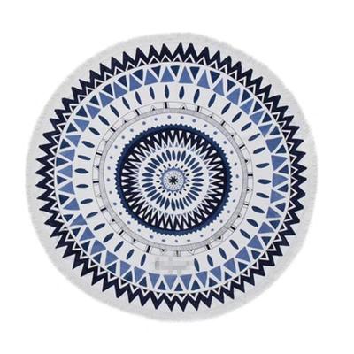 China Fashion QUICK DRY 60 Inches Custom Microfiber Printing Round Beach Towel Thick And Large With Tassels for sale