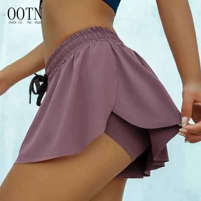 China OOTN Breathable Loose Sport Gym Yoga Shorts Women 2 In 1 Marathon Running Shorts Summer Quick Dry Shorts for sale