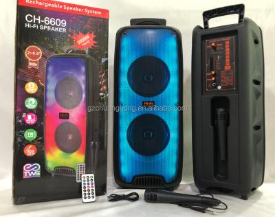 China Dual 6.5inch LED Flashing Light Sound System Portable Speaker CH-6609 AVCROWNS Wireless Speaker for sale