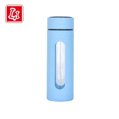 China WITH LID textured water cup glass tea cup bottle with cover and filter screen for sale