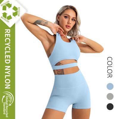 China Breathable Woman Fitness 2 Piece Outfit Two Piece Set To Recycle Fabric Spandex Yoga Wear, Workout Set For Woman 2 Piece for sale