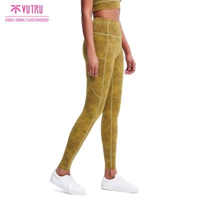 China Women Breathable Elastic Waistband Printing Crotchless Leggings Sexy Yoga Pants With Pocket for sale