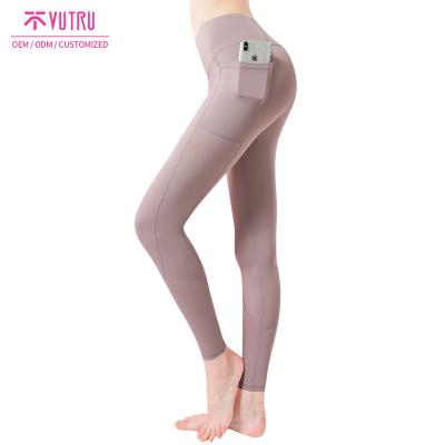 China Breathable High Waist Tummy Control Sports Yoga Leggings Pants Women Tights Leggings With Pocket for sale