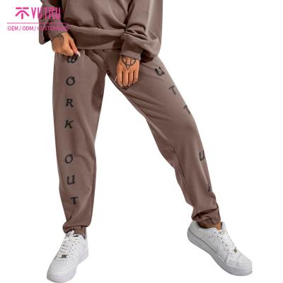 China Loose Gaiters Gym Sports Loungewear Woman Sweatpants Anti-wrinkle Print Fitness Cotton Sweat Yoga Pants for sale