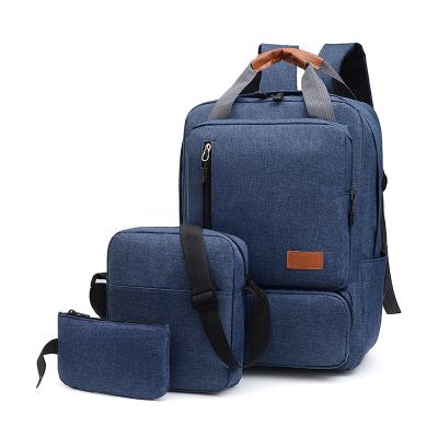 China With New Design USB 2021 England Factory Cheap Wholesale 3PCS 3 in 1 USB School Laptop Backpack Pencil Sling Set Charging Bag for sale