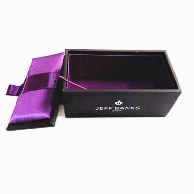 China Handmade Rotating Leatherette Lid Black Cufflink Paper Box for sale