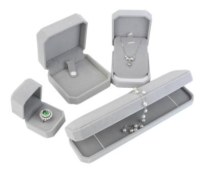 China Handmade Octagonal Plastic Box Velvet Jewelry Box Set for sale