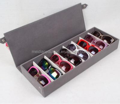 China Custom Made Logo Gray Velvet Sunglasses Tray Eyewear Display for sale