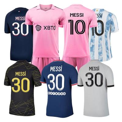 China Camiseta Messi 24 Square 10# Customized Ronaldo Messi Jersey Miamis Jersey Pink Black Mens Soccer Uniforms Soccer Wear Set With Logo for sale