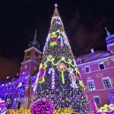 China 50ft Commercial Mall Decoration 50ft New Next 30ft 40ft 2022 Giant Outdoor Christmas Tree PVC LED Lighting Decoration for sale