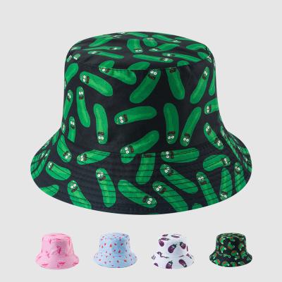 China Umbrella Cartoon Caterpillar Frog Mushroom Flamingo Brinjaul Eggplant Rick Bucket Hat Wholesale for sale