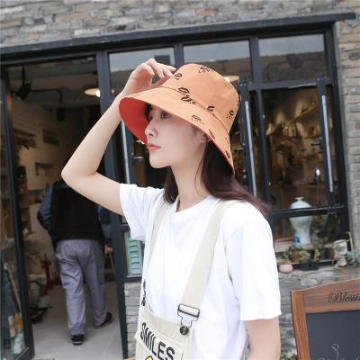 China Sexy Parasol Mouth Love Printed Double Sides Wear Fisherman Hat Fashion Woman Internet Celebrity Parasol Bucket Hat Wholesale for sale