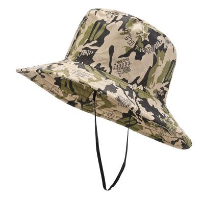 China Wholesale Charming Sun Hat Stylish Mountaineering Summer Rope Camouflage Bucket Windproof Hat for sale