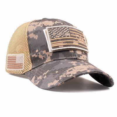 China Fashion America Flag Grid Trucker Hat Stylish Charming Forest Desert Navy Mountain Cap Camouflage Hat for sale