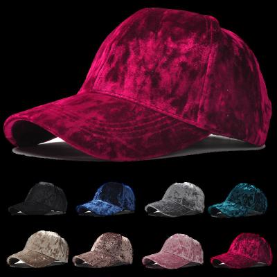 China Diamond Logo High Quality Solid Color Custom Made Rhinestone Velvet Gold Baseball Cap COMMON Autumn Winter Suede Blank Hat Low MOQ for sale