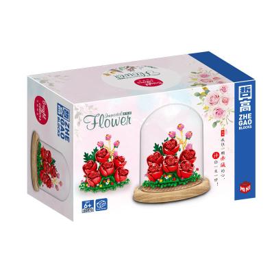 China DIY Creative Rose Valentines Day Gift Assembling Building Puzzle Building Block Toys For Mother's Day for sale