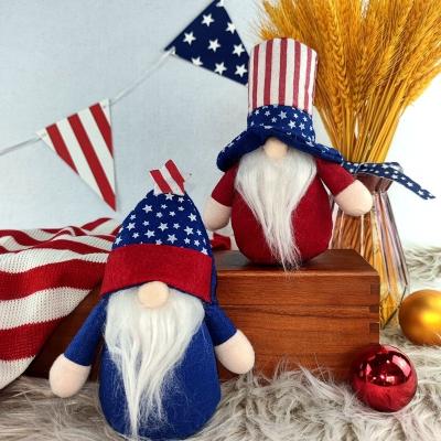 China Trendy Modern Independence Day Rudolph Pointe Hat and Cowboy Hat 4th of July Gnome Patriotic Plush Indoor Doll for sale