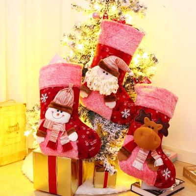 China Popular Christmas Gift Selling Pink Lover Christmas 3d Santa Christmas Socks Big Stocking Products Christmas Gift for sale