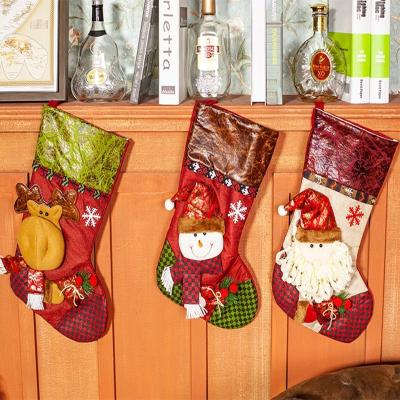 China Eco-friendly Platform Products Santa Claus Snowman Elk During Christmas Warm Gift Bag Christmas Socks for sale