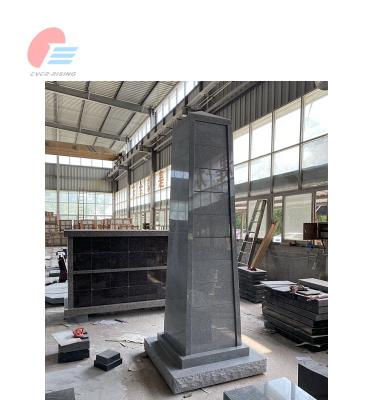 China Cremains Modern Columbarium China Gray Granite Obelisk Funeral Monument for sale