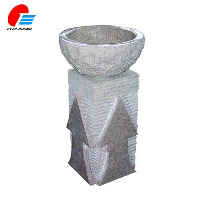 China Modern Custom Beige Bathroom Pedestal Wash Hand Basin Stone Sink for sale