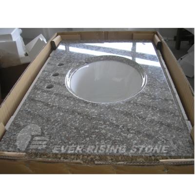 China Cheap Modern Granite Bathroom Vanity Tops With Ceramic Sink for sale