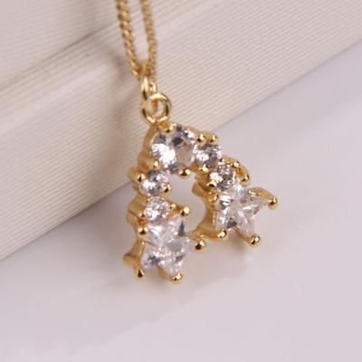 China 2022 Fashion Jewelry Article Zircon Gold Plated Min Pentagon White Copper Pendant Necklace for sale