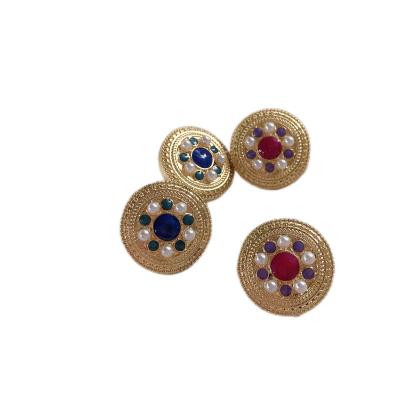 China FASHIONABLE Imitation Pearl Inlaid 18K Gold Plated Epoxy Resin Silver Women's Alloy 925 Needle Earrings for sale