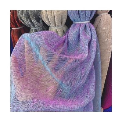 China Double Layered Custom Diamond Mesh Fabric 100% Polyester Shinny Glitter Moonlight Fabric For Knitwear for sale